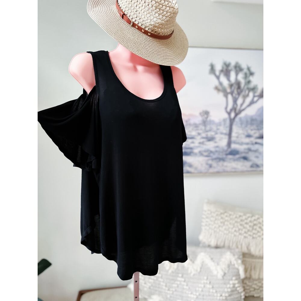 Express buttery soft micromodal cold shoulder flowy tunic top L - Picture 3 of 3